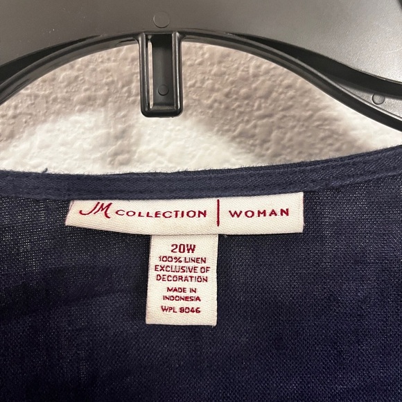 JM Collection Women’s Embroidered Tunic Top, Navy Blue, Size 20 W - Picture 6 of 12